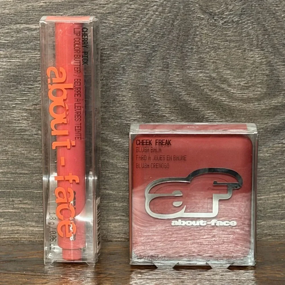 About-Face Bundle Cherry Pick Lip Pencil and Cheek Freak Blush Set. Pinky. New!